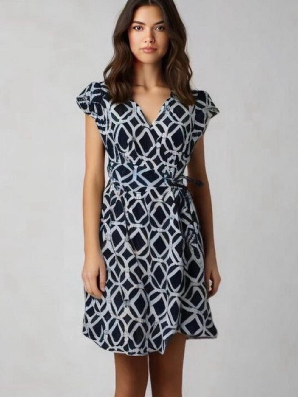 Lilly Pulitzer Arina Wrap Mini Dress size 2 Blue Tie Silk Cotton